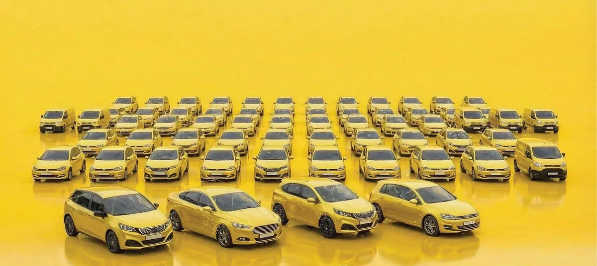 Rows of yellow backup vehicles ready for dispatch